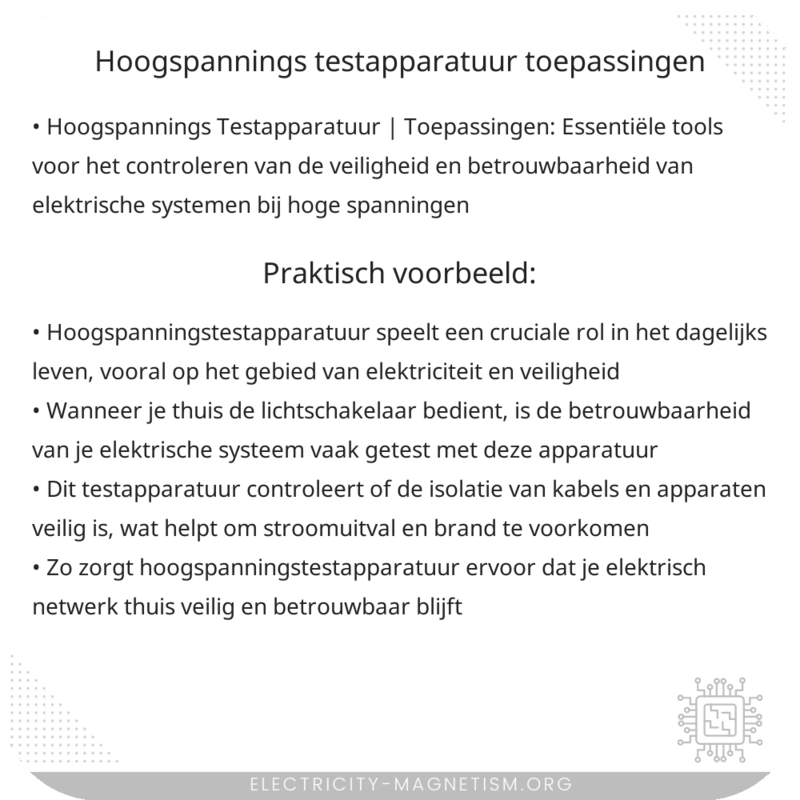 Hoogspannings Testapparatuur | Toepassingen