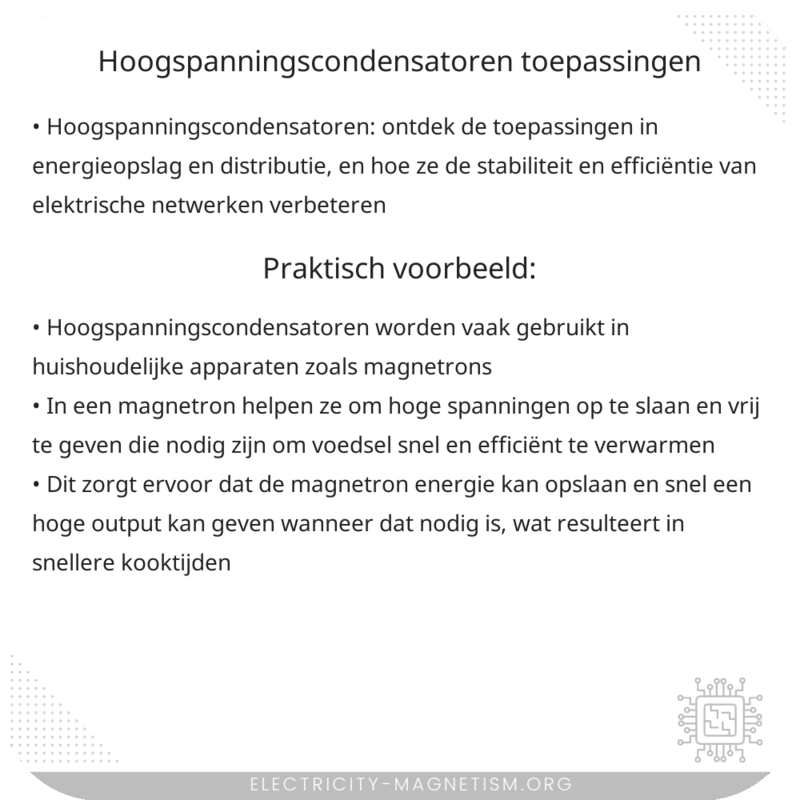Hoogspanningscondensatoren | Toepassingen