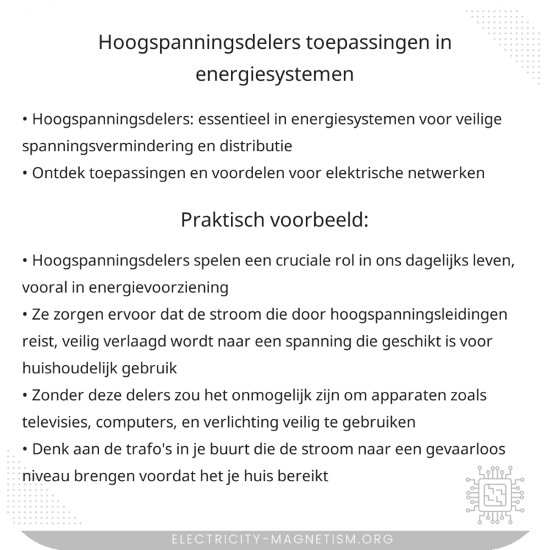 Hoogspanningsdelers | Toepassingen in Energiesystemen