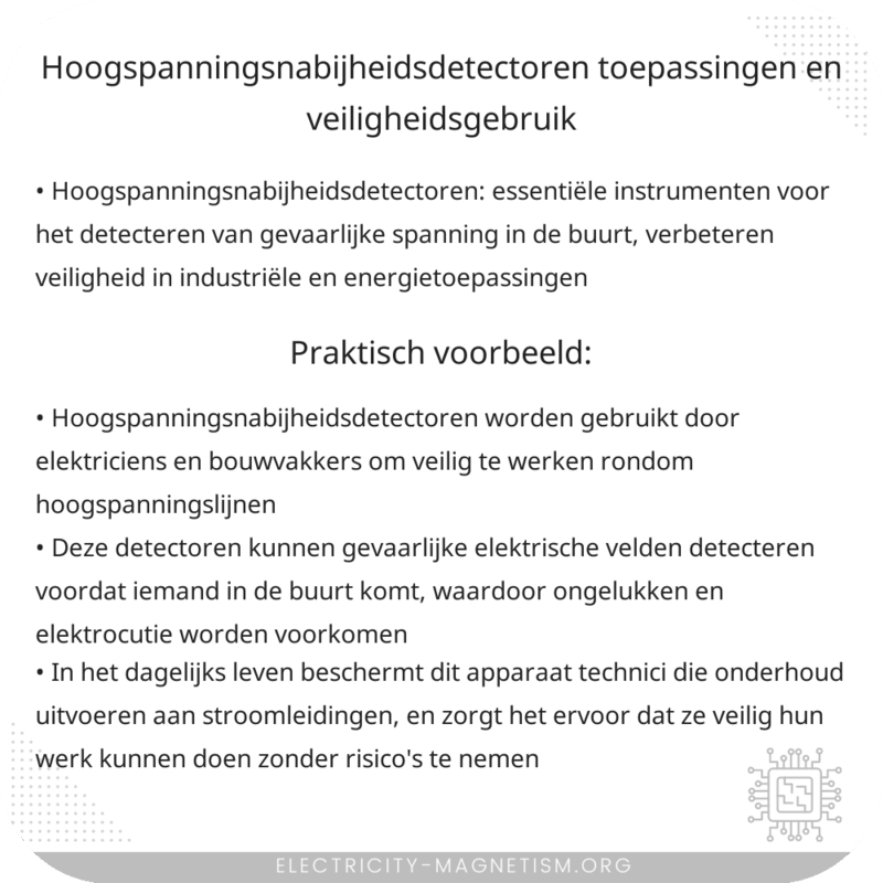 Hoogspanningsnabijheidsdetectoren | Toepassingen en Veiligheidsgebruik