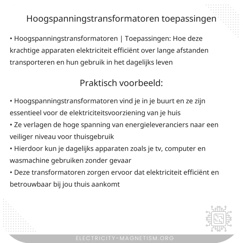 Hoogspanningstransformatoren | Toepassingen