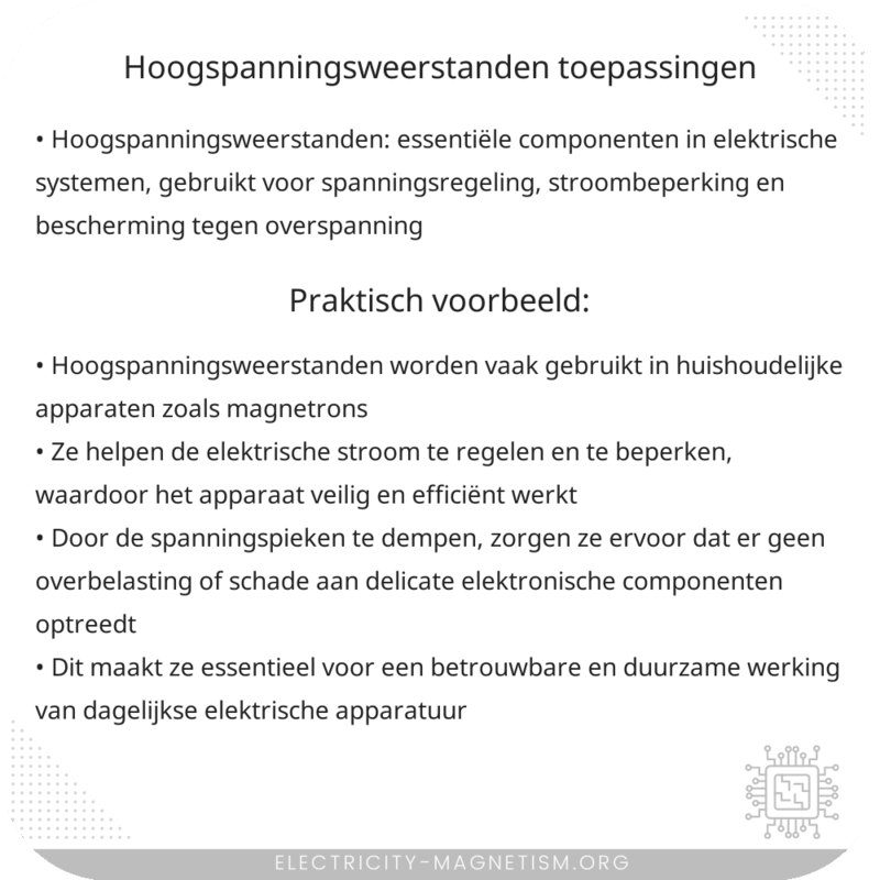 Hoogspanningsweerstanden | Toepassingen