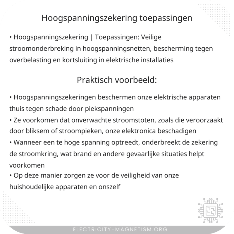 Hoogspanningszekering | Toepassingen