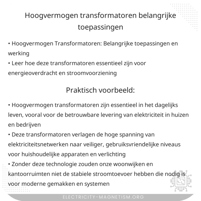 Hoogvermogen Transformatoren | Belangrijke Toepassingen