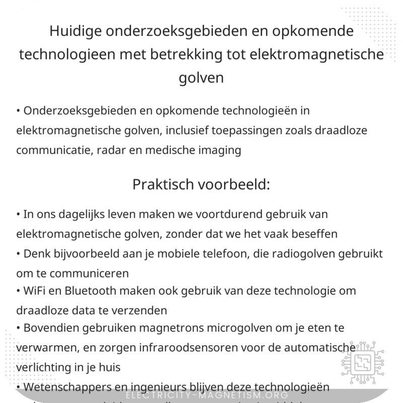 Huidige onderzoeksgebieden en opkomende technologieën met betrekking tot elektromagnetische golven