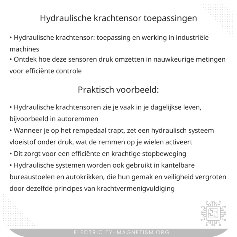 Hydraulische Krachtensor | Toepassingen