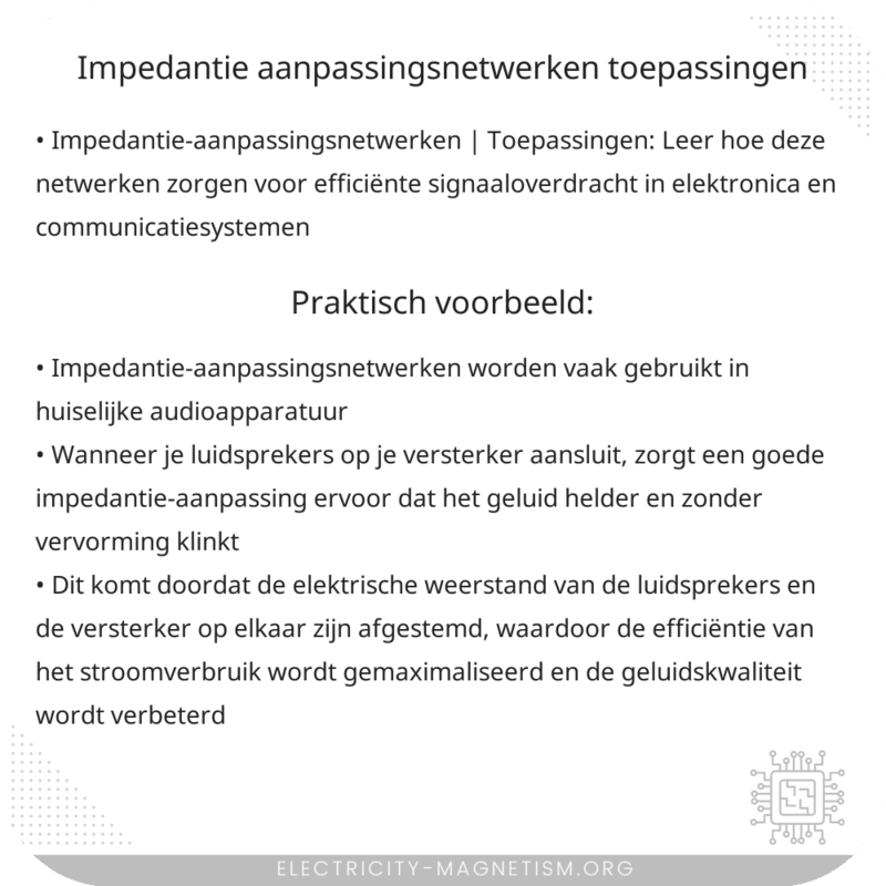 Impedantie-aanpassingsnetwerken | Toepassingen