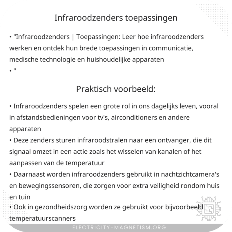 Infraroodzenders | Toepassingen