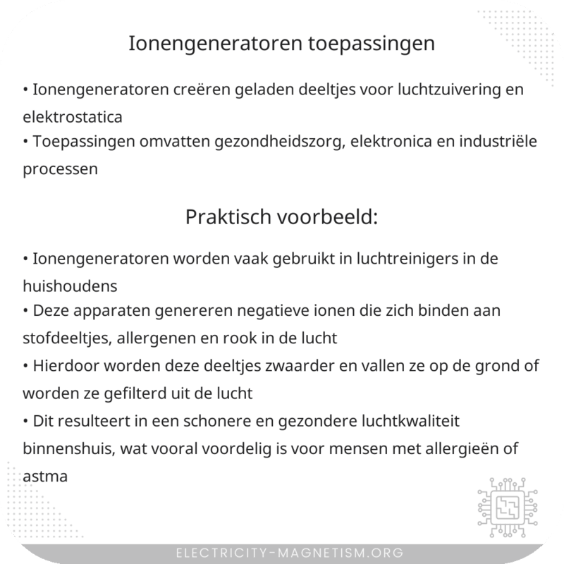 Ionengeneratoren | Toepassingen