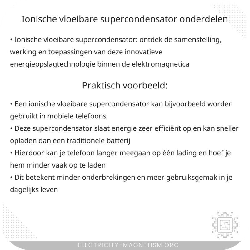 Ionische Vloeibare Supercondensator | Onderdelen