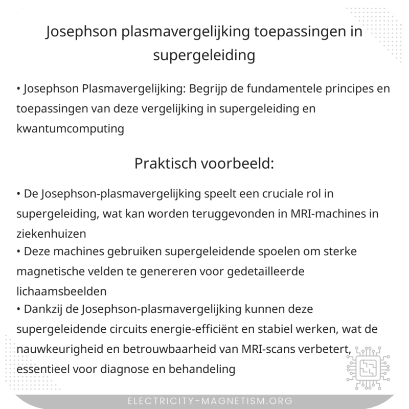 Josephson Plasmavergelijking | Toepassingen in Supergeleiding