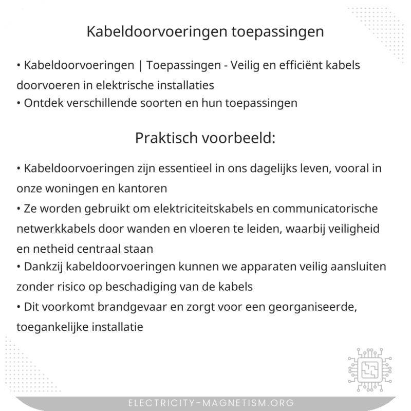 Kabeldoorvoeringen | Toepassingen