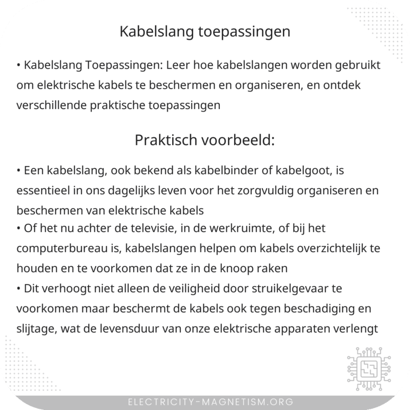 Kabelslang | Toepassingen