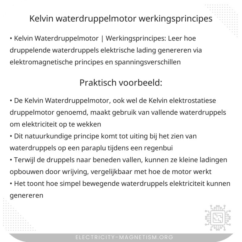 Kelvin Waterdruppelmotor | Werkingsprincipes