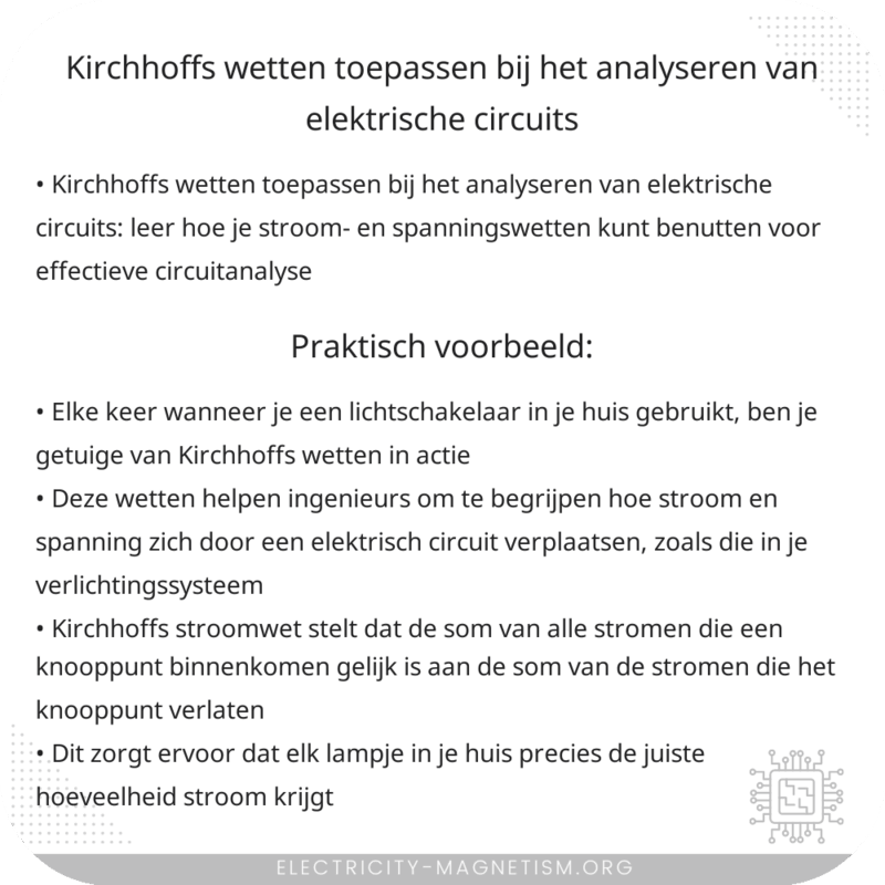 Kirchhoffs wetten toepassen bij het analyseren van elektrische circuits