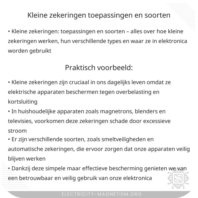 Kleine Zekeringen: Toepassingen en Soorten