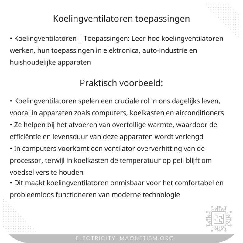 Koelingventilatoren | Toepassingen