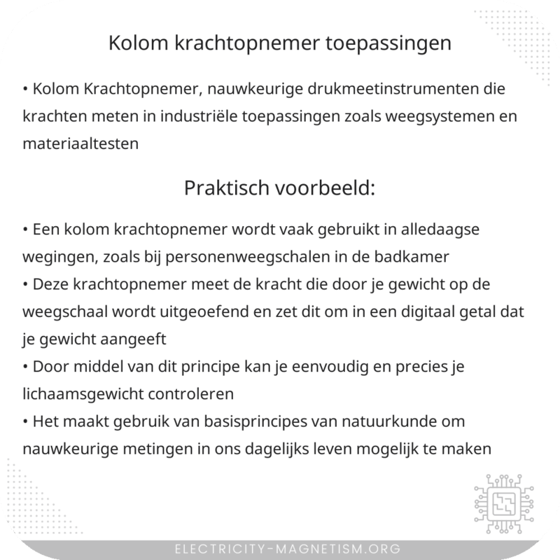 Kolom Krachtopnemer | Toepassingen