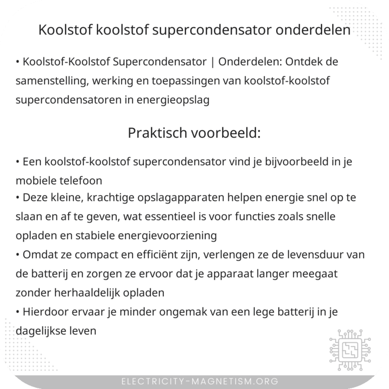 Koolstof-Koolstof Supercondensator | Onderdelen