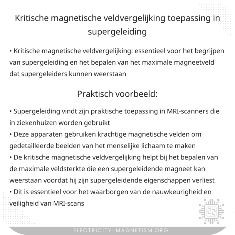 Kritische Magnetische Veldvergelijking | Toepassing in Supergeleiding