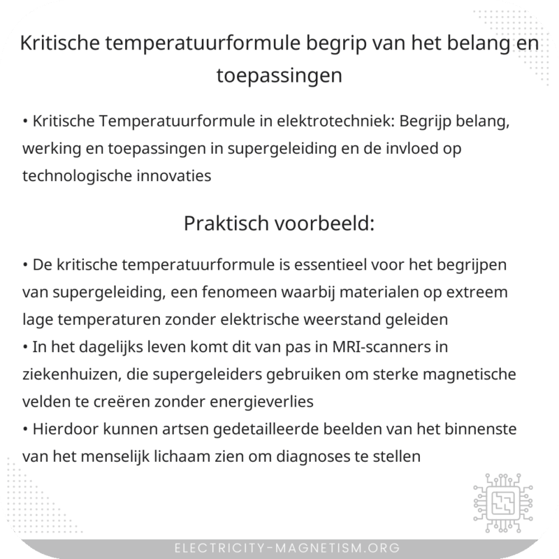 Kritische Temperatuurformule | Begrip van het Belang en Toepassingen