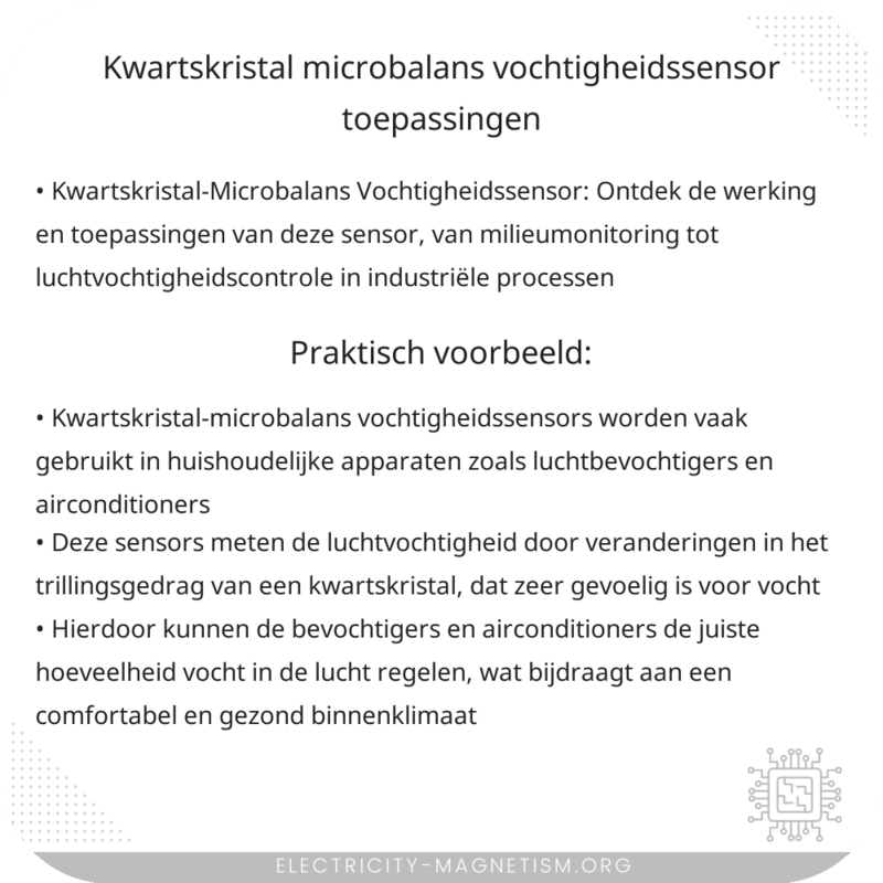 Kwartskristal-Microbalans Vochtigheidssensor | Toepassingen