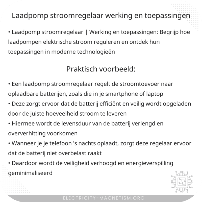 Laadpomp Stroomregelaar | Werking en Toepassingen