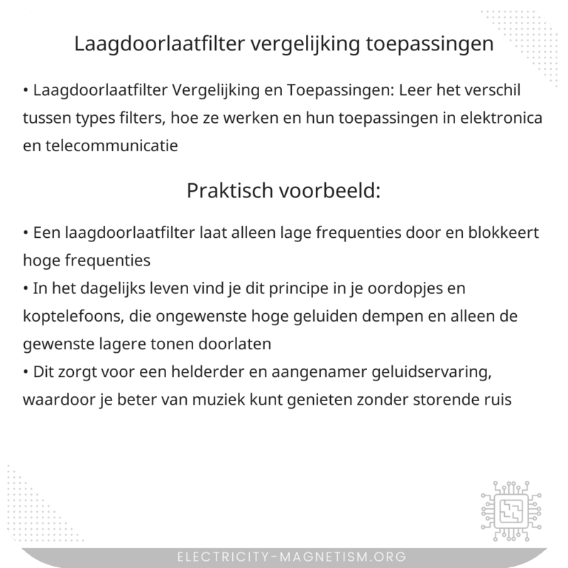 Laagdoorlaatfilter Vergelijking | Toepassingen