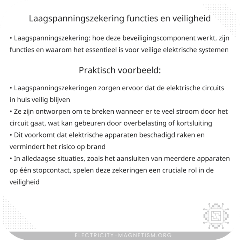 Laagspanningszekering | Functies en Veiligheid