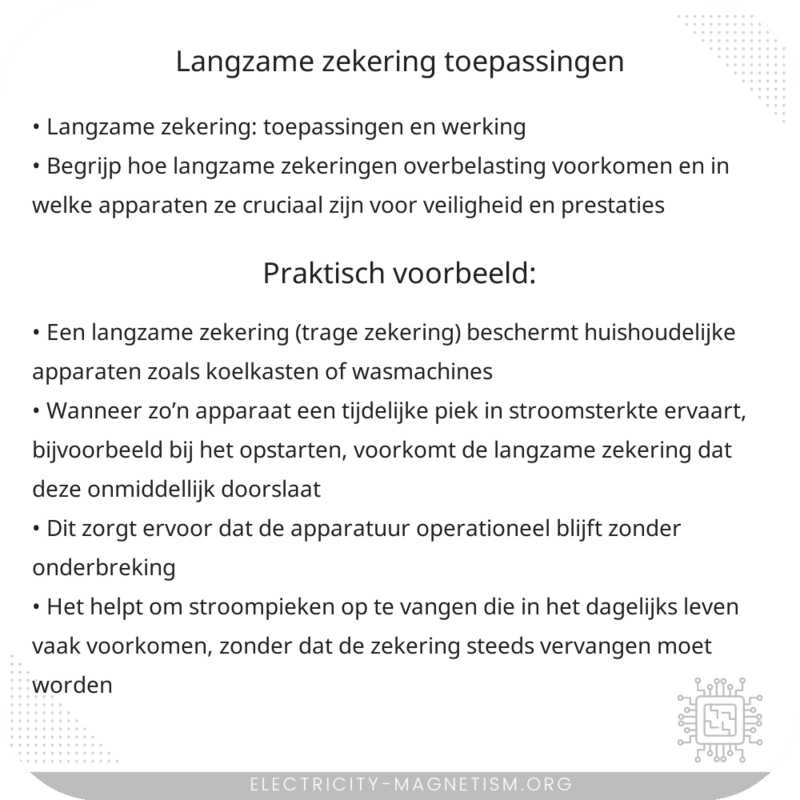 Langzame zekering | Toepassingen