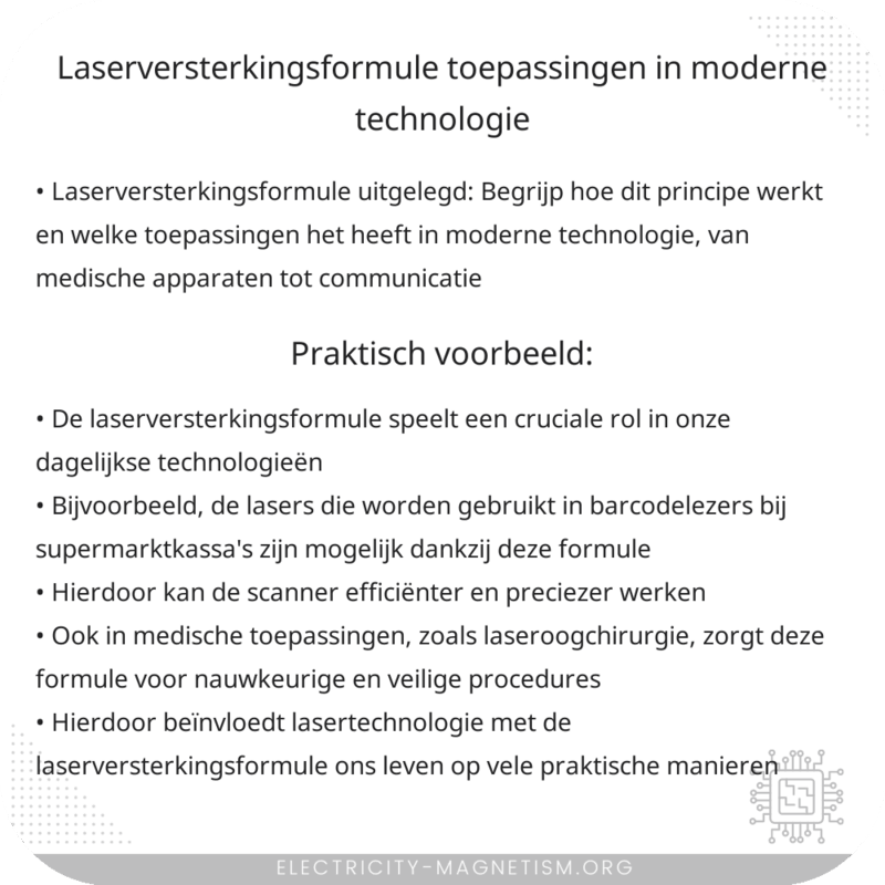 Laserversterkingsformule | Toepassingen in Moderne Technologie