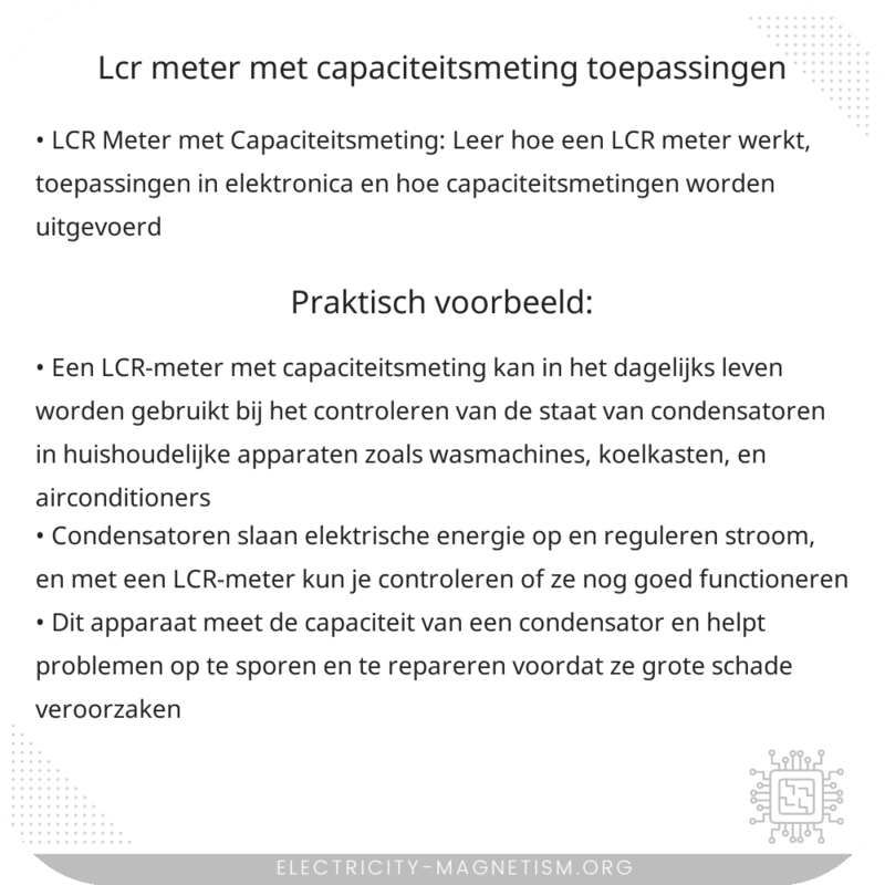LCR Meter met Capaciteitsmeting | Toepassingen