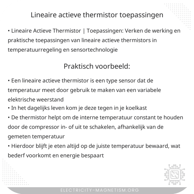 Lineaire Actieve Thermistor | Toepassingen
