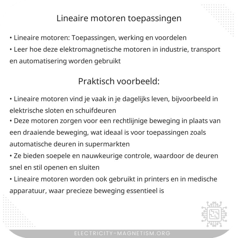 Lineaire Motoren | Toepassingen