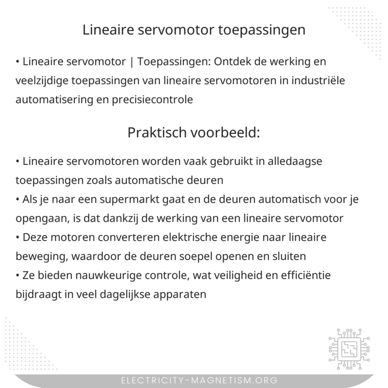 Lineaire Servomotor | Toepassingen