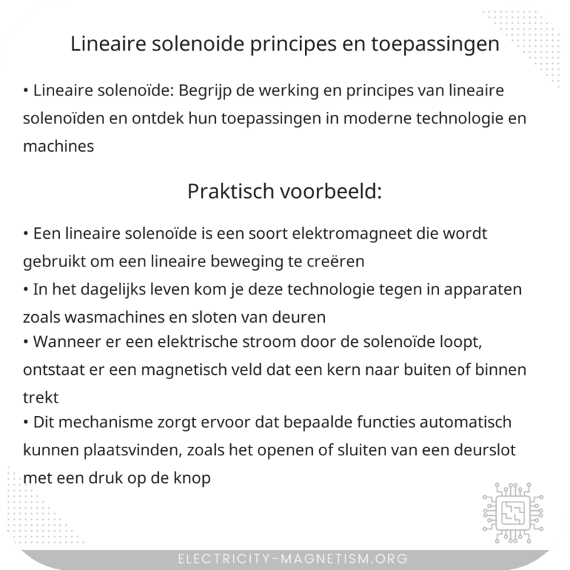 Lineaire Solenoïde | Principes en Toepassingen
