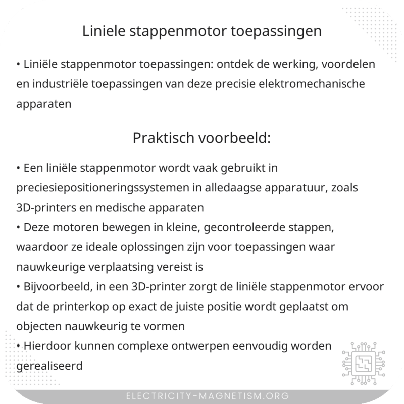 Liniële Stappenmotor | Toepassingen