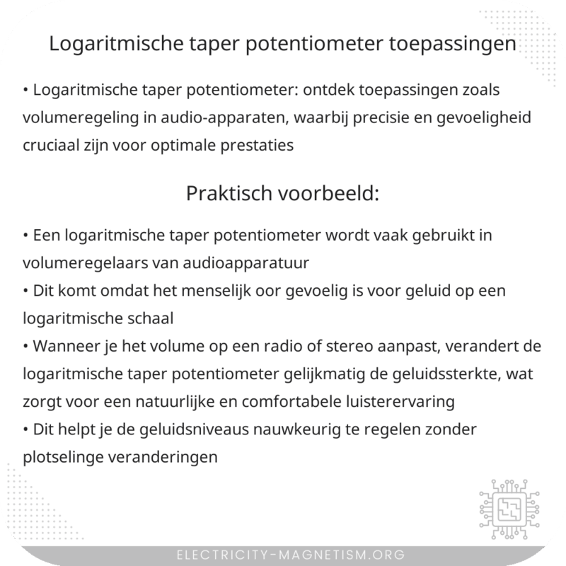 Logaritmische Taper Potentiometer | Toepassingen