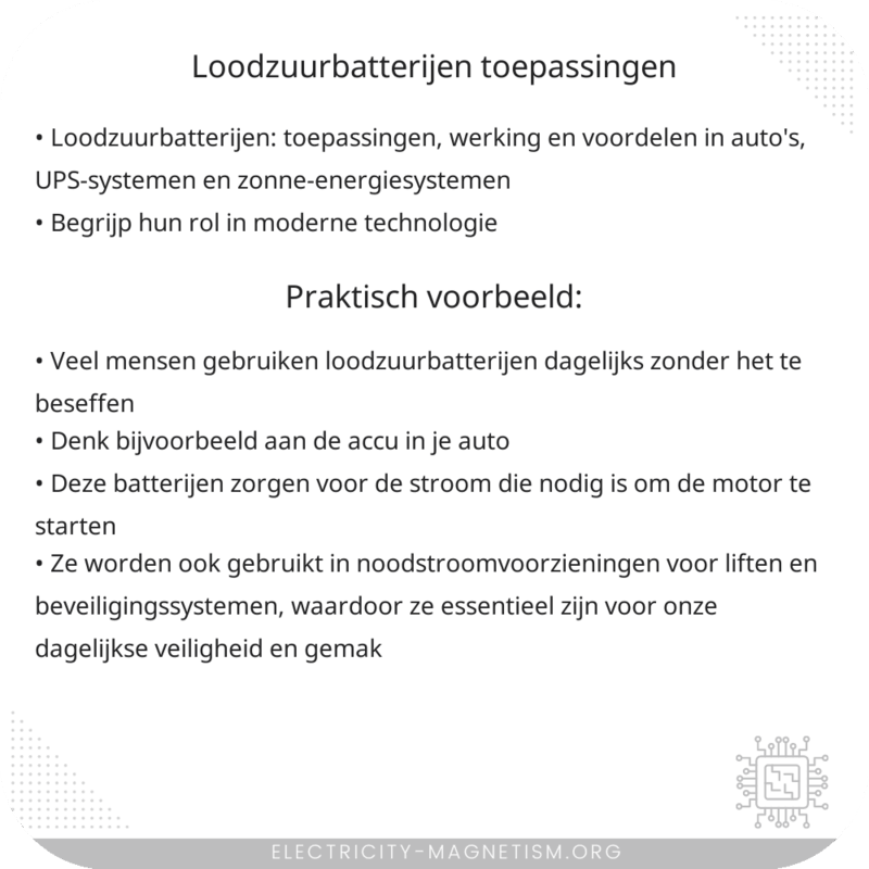 Loodzuurbatterijen | Toepassingen