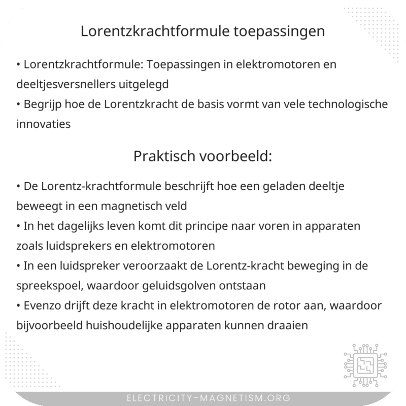 Lorentzkrachtformule | Toepassingen