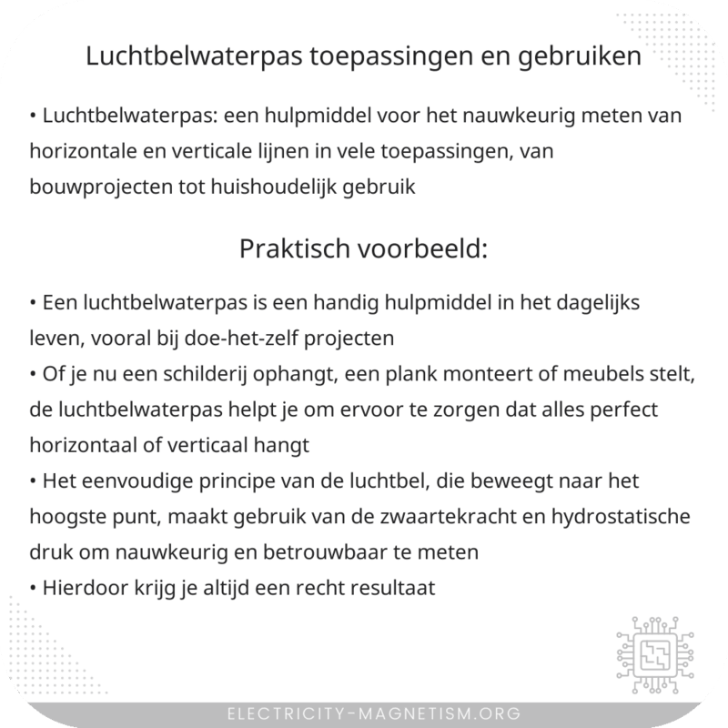 Luchtbelwaterpas | Toepassingen en Gebruiken