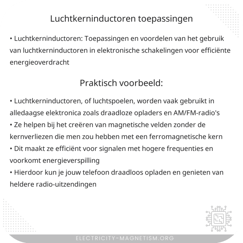 Luchtkerninductoren | Toepassingen