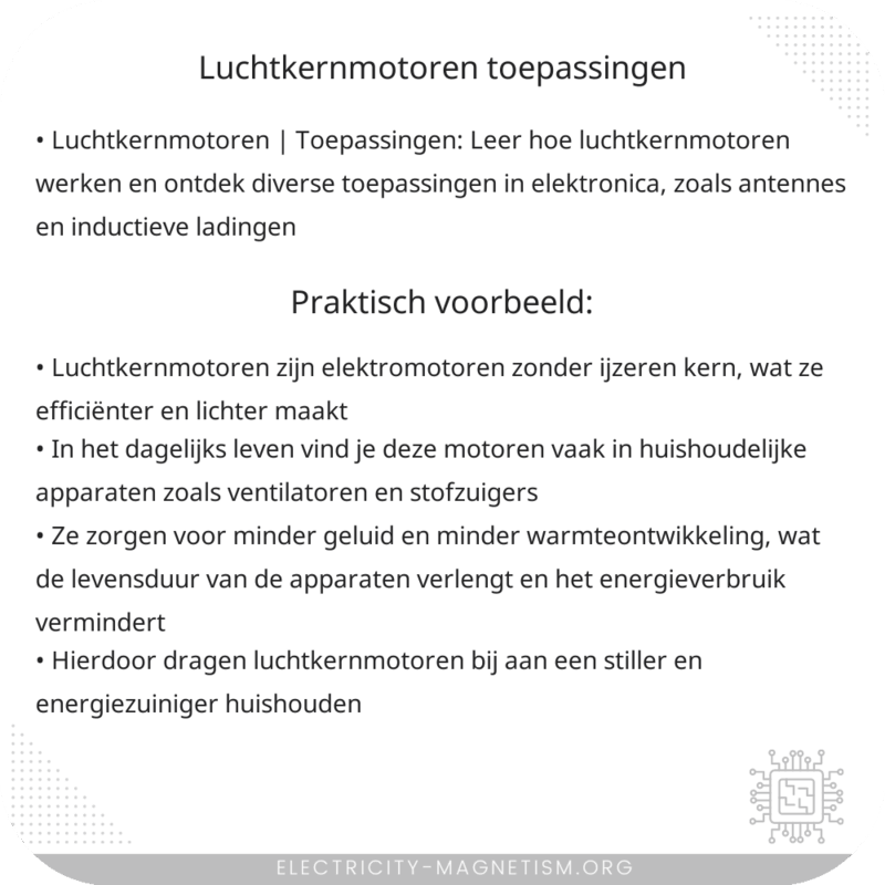 Luchtkernmotoren | Toepassingen