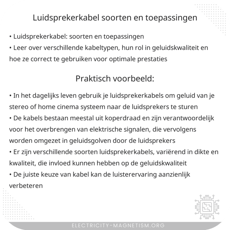 Luidsprekerkabel | Soorten en Toepassingen