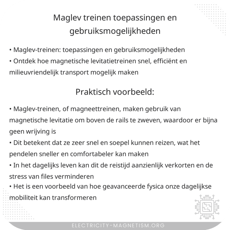 Maglev-treinen: Toepassingen en Gebruiksmogelijkheden