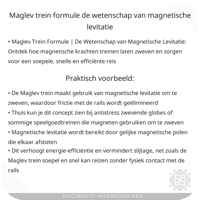 Maglev Trein Formule | De Wetenschap van Magnetische Levitatie