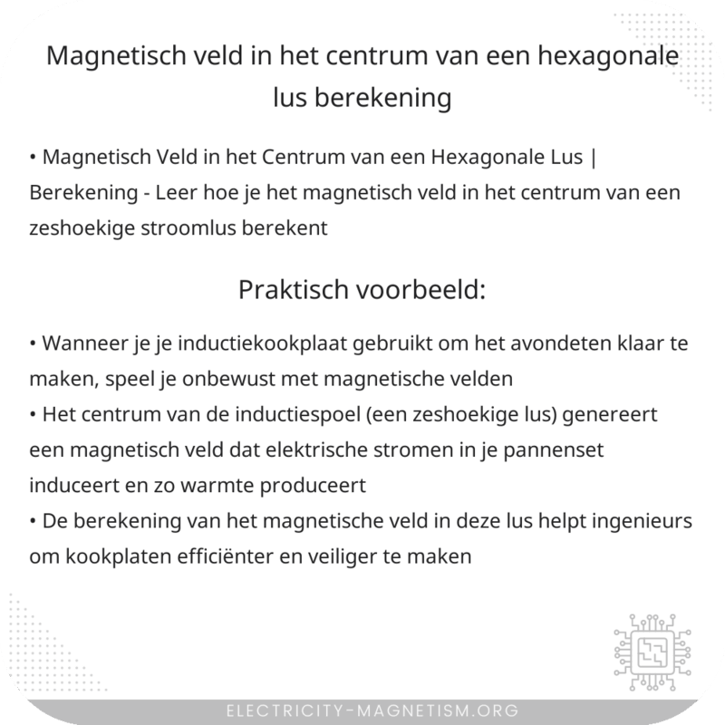 Magnetisch Veld in het Centrum van een Hexagonale Lus | Berekening