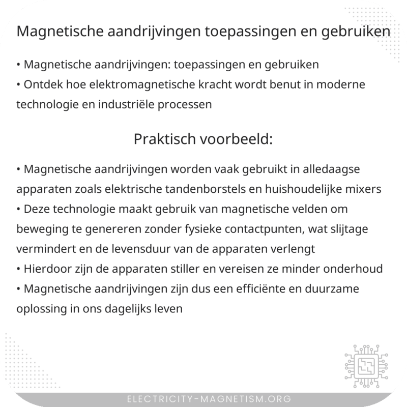 Magnetische Aandrijvingen | Toepassingen en Gebruiken