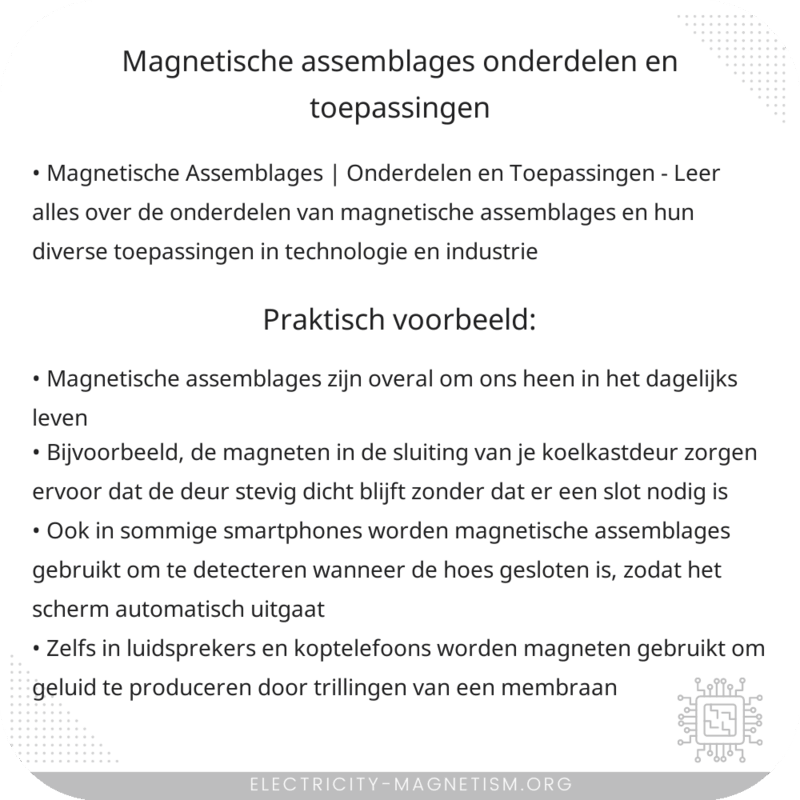 Magnetische Assemblages | Onderdelen en Toepassingen