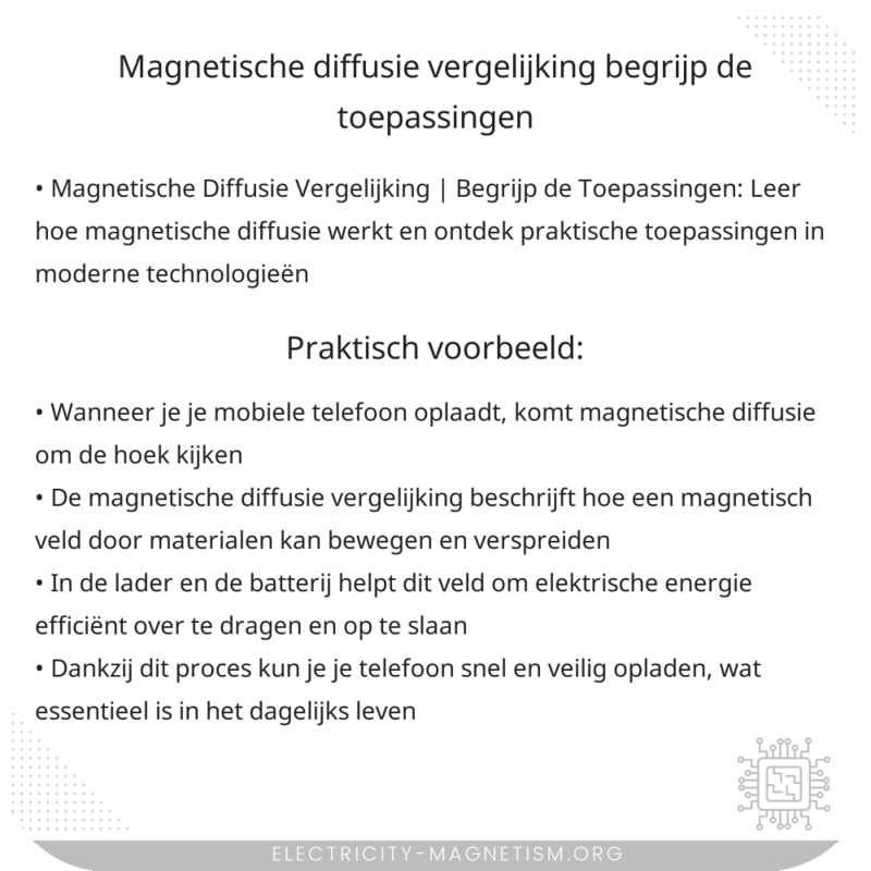 Magnetische Diffusie Vergelijking | Begrijp de Toepassingen